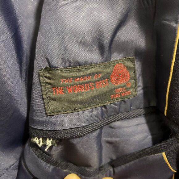 English Manor Men’s 41 R Jacket Blazer 100% Wool Gold Buttons Navy Blue Vintage - Picture 8 of 10